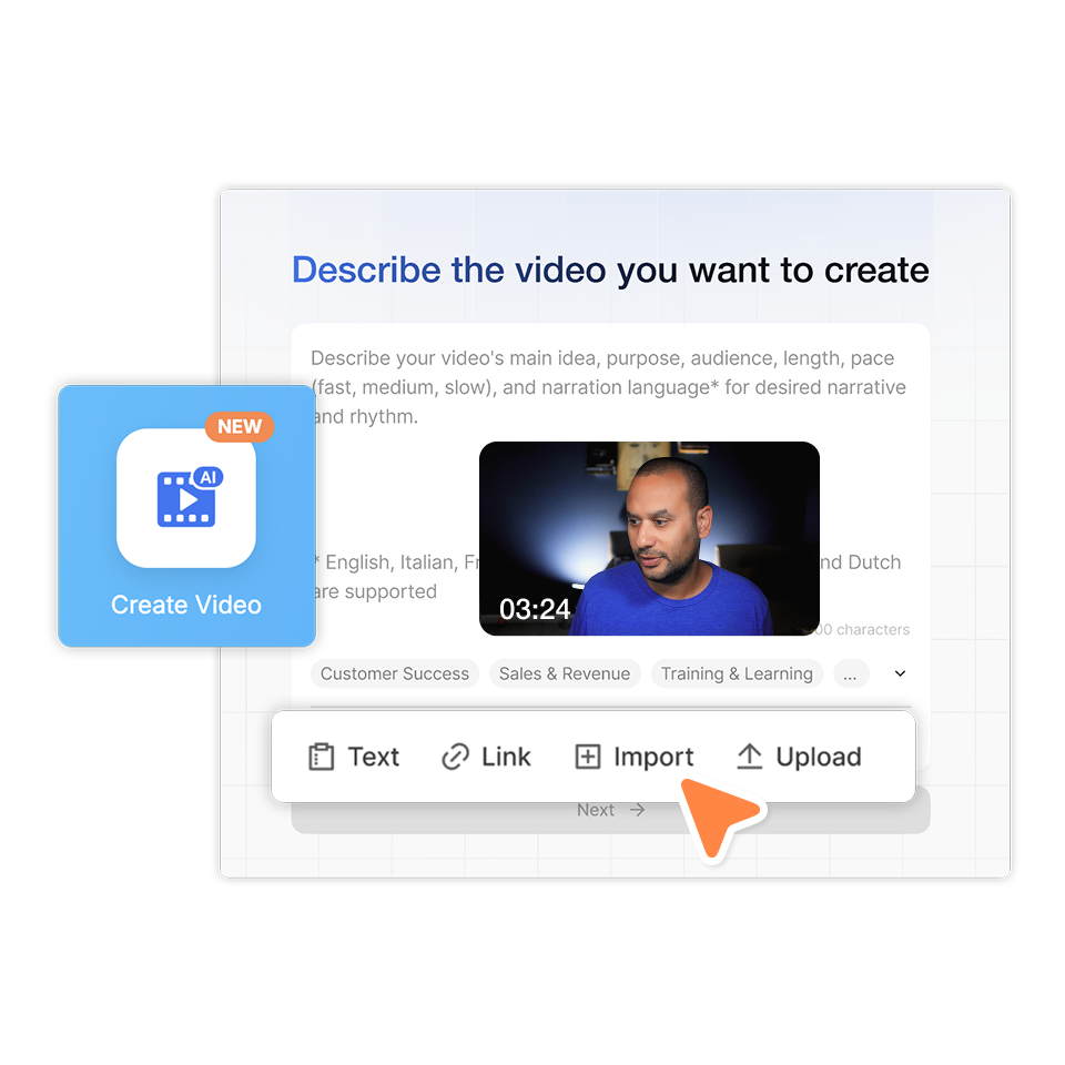 Start a new project in Visla's sales proposal video creator by selecting your recorded content.